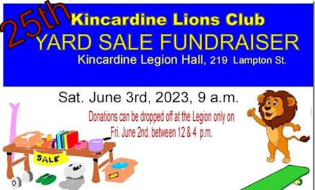 Kincardine Lions holding 25th annual Giant Yard Sale at Legion, June 3